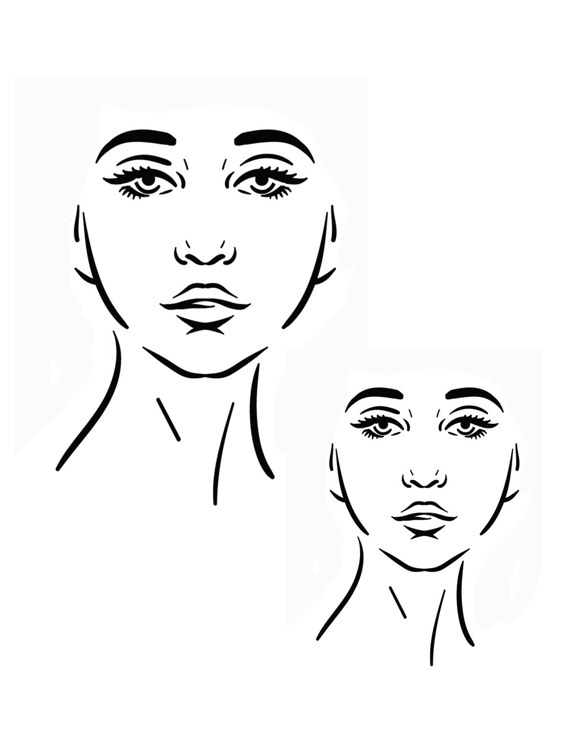 Faces 5 looking over stencil 8x10