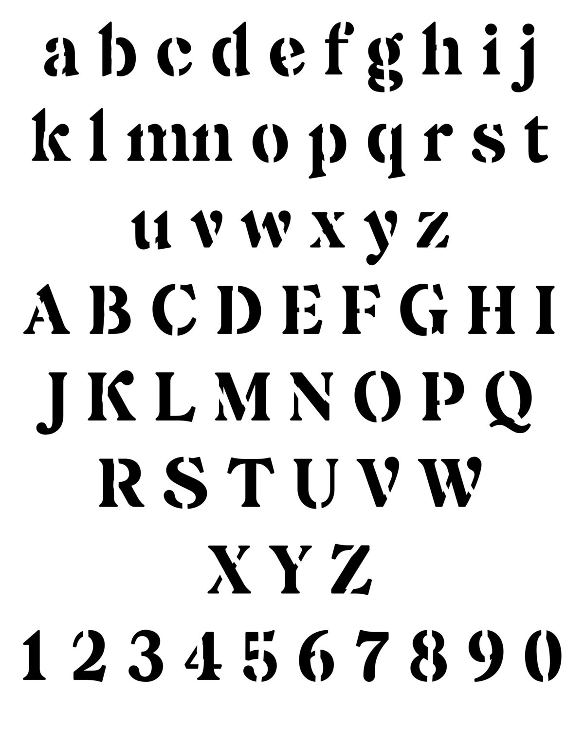 Newspaper Font stencil 8x10