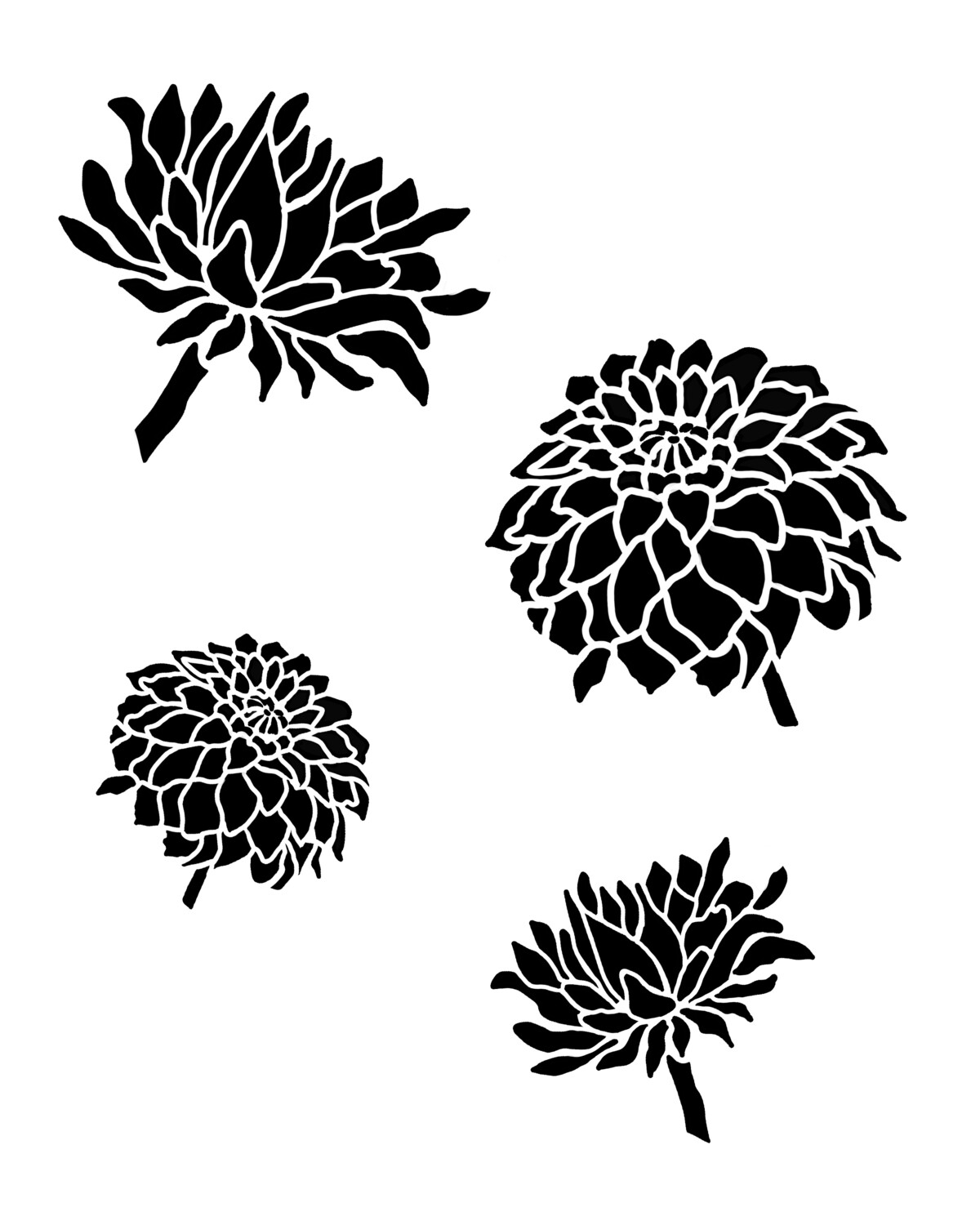 Vintage Dahlia stencil 8x10