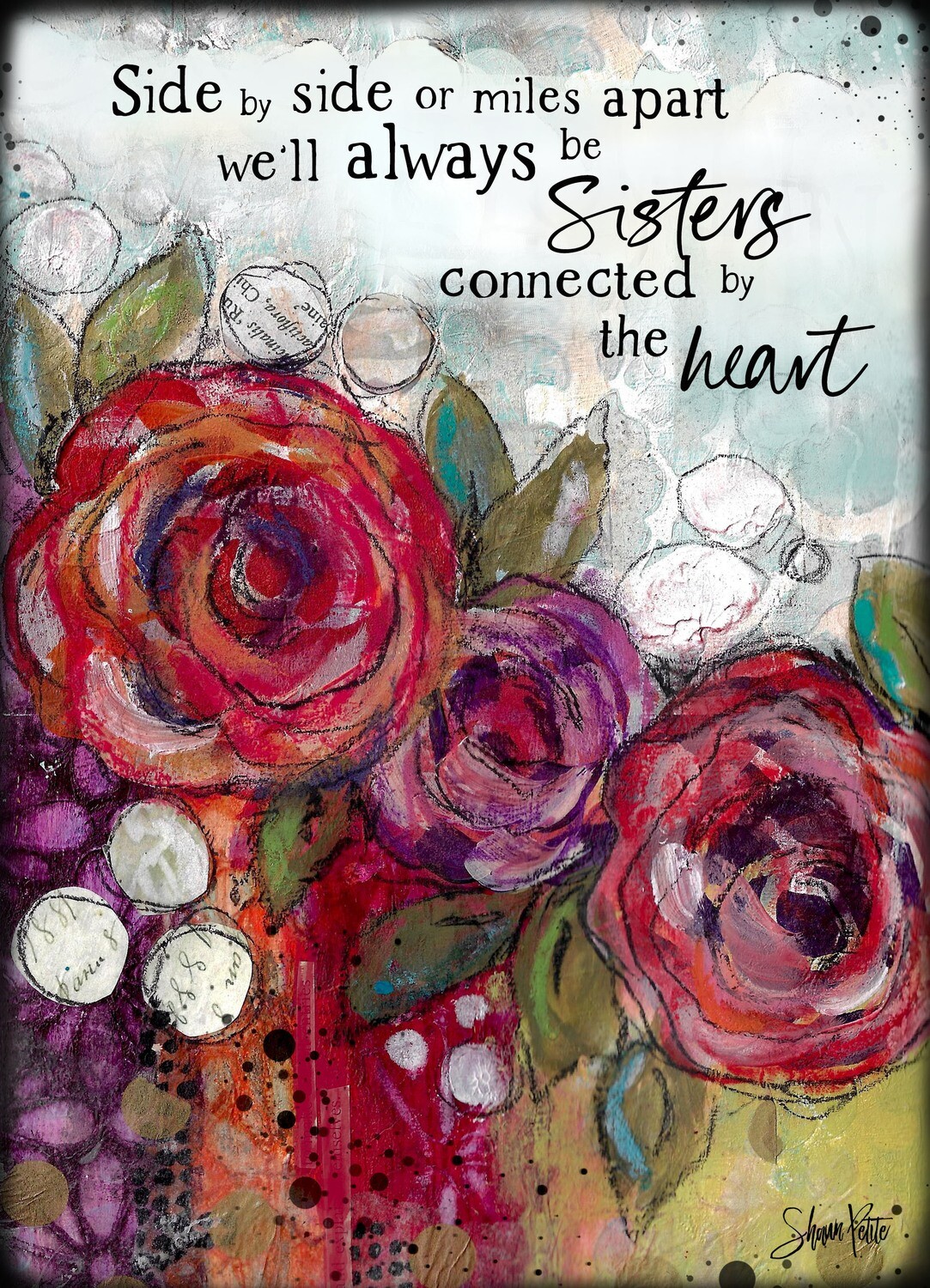 "Sisters side by side" roses, Print to be Framed