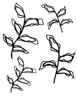 Scribbly leaves with 4 masks stencil 8x10