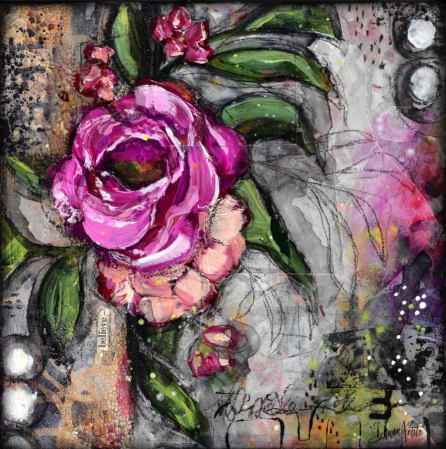 "Believe" tender and strong series floral Print to be Framed