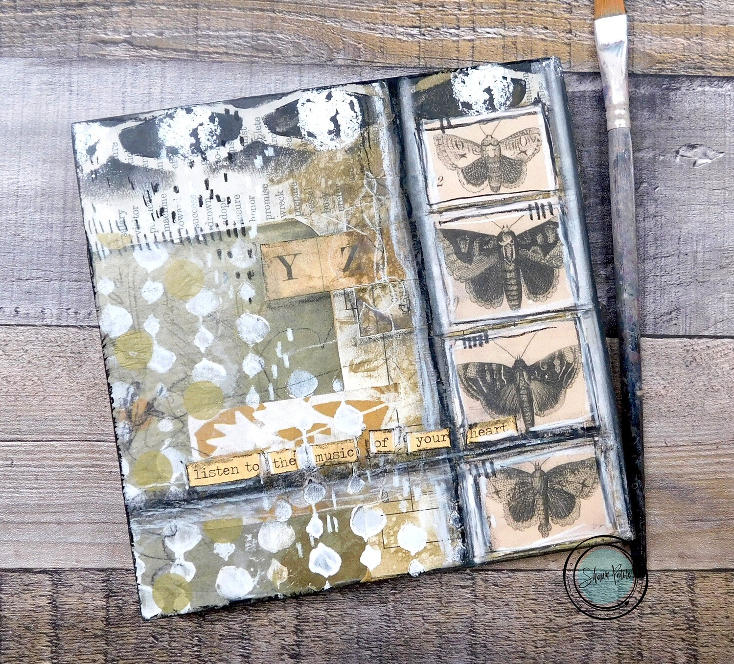 "Listen to the music of your heart" 6x6 mixed media original