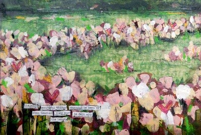 "The most beautiful things cannot be seen" mixed media original 12x12 on Birchwood
