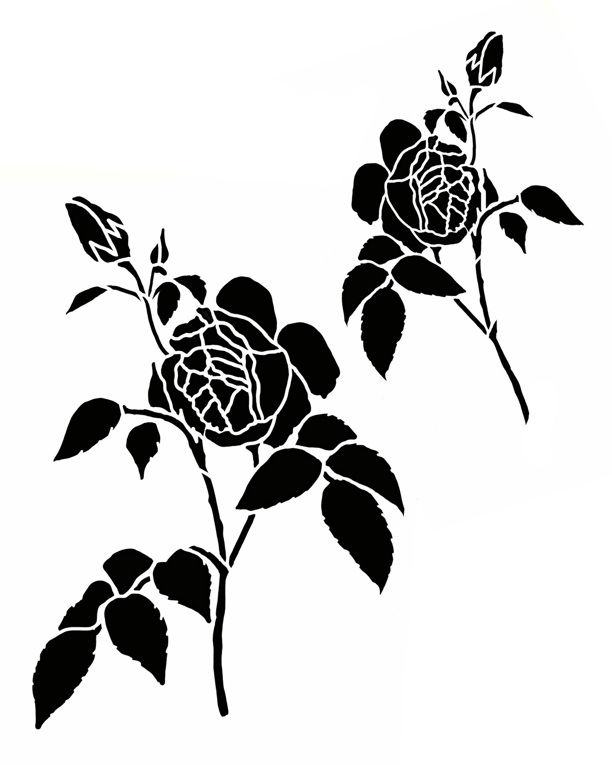 Vintage Cabbage Roses stencil 8x10