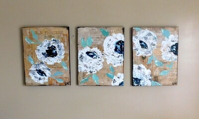 "Unrushed moments 1, 2, &amp; 3"  set of 3 11X14 mixed media originals