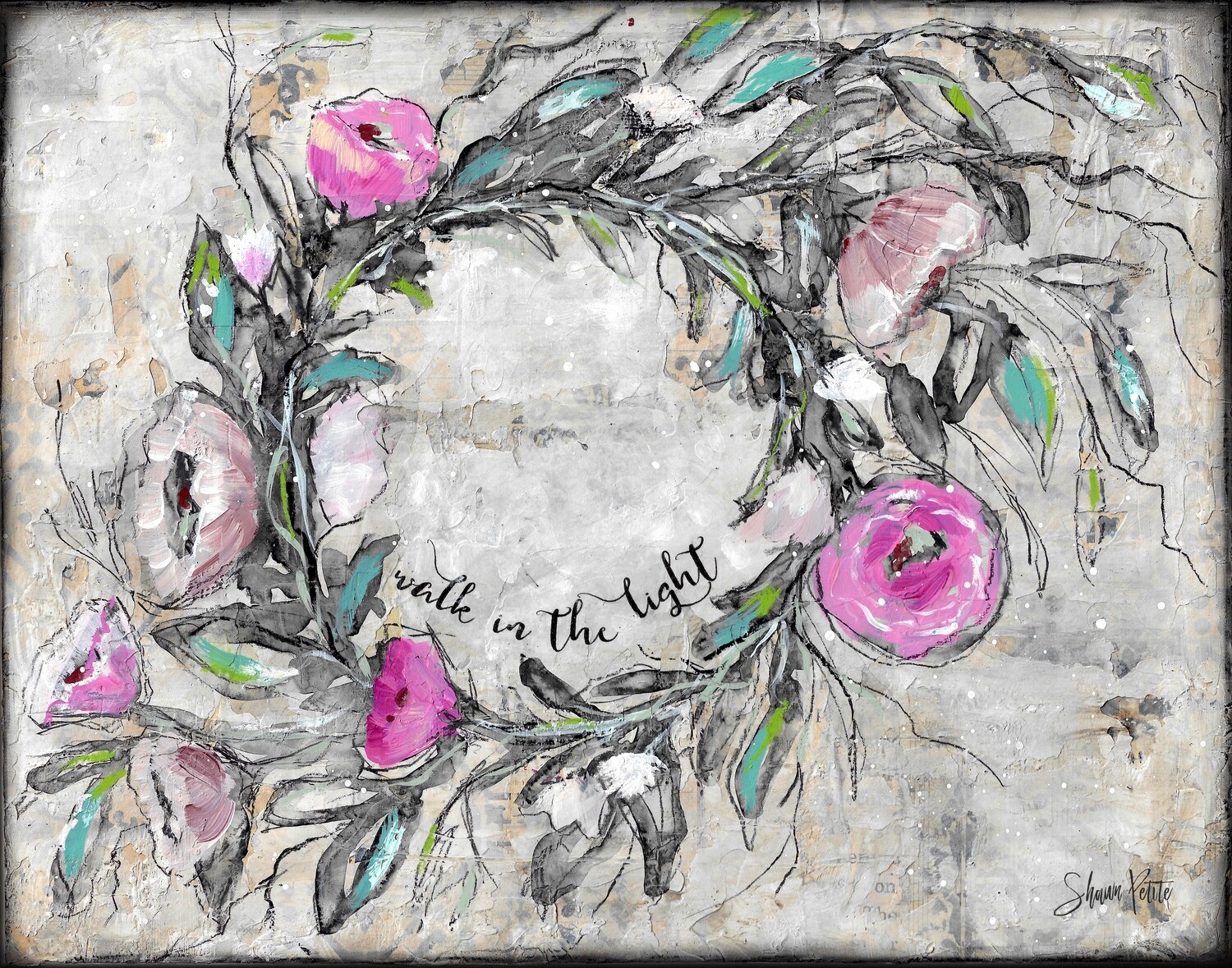 "Walk in the light" wreath Print to be Framed