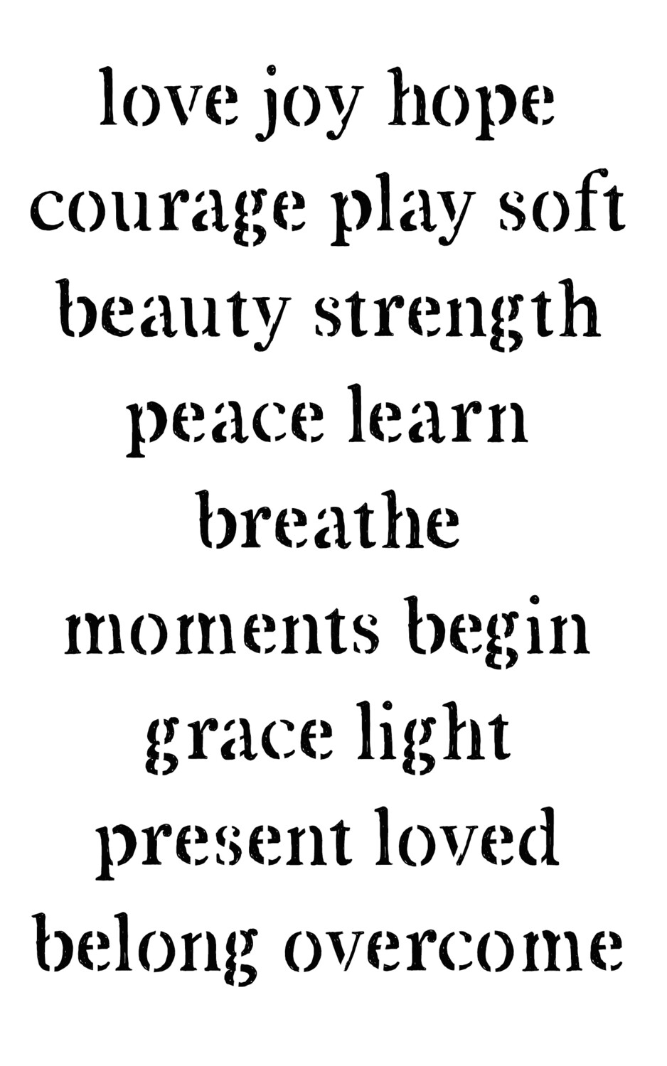 Background words stencil 5x8