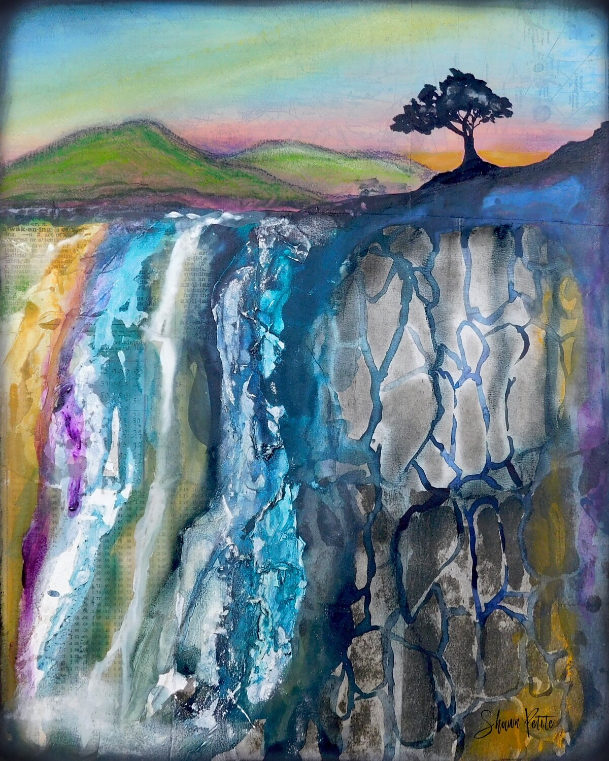 "The mountain always seems larger at the bottom", landscape, Print to be framed