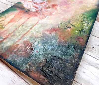 "Breathe" abstract floral 16x12 mixed media original