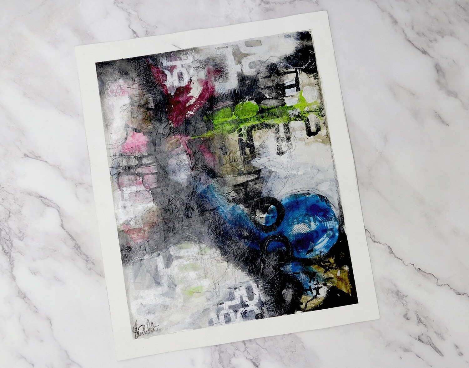 "Lesson 39" abstract 14x17 mixed media original to be framed