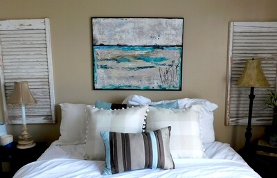 "Vacation days" mixed media original canvas 30x24