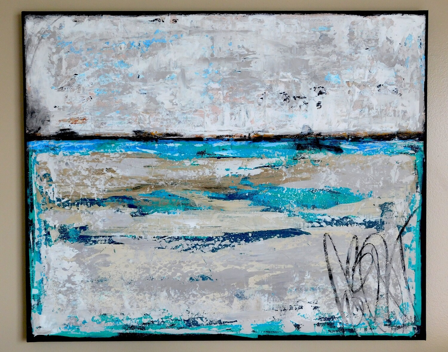 "Vacation days" mixed media original canvas 30x24