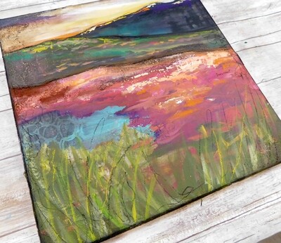 "Persistent Beauty" 14x14 mixed media original canvas