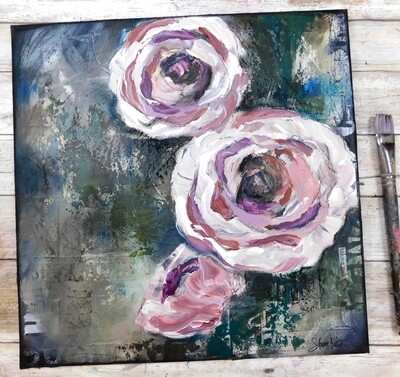 "Take a risk" 14x14 mixed media original canvas