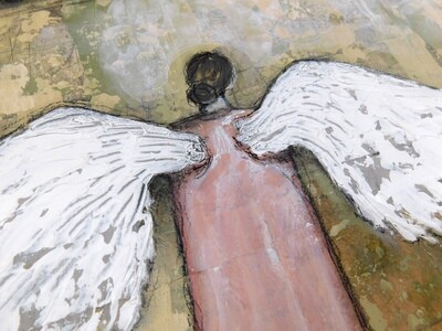 "Angels that Guide" mixed media original 12x12