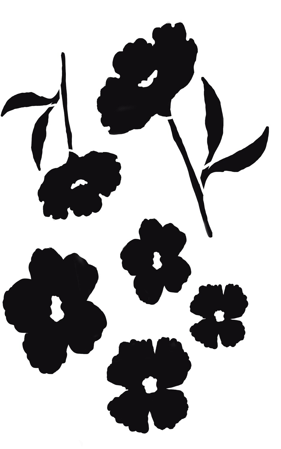 Flowing Flowers with 6 flower masks stencil 5x8