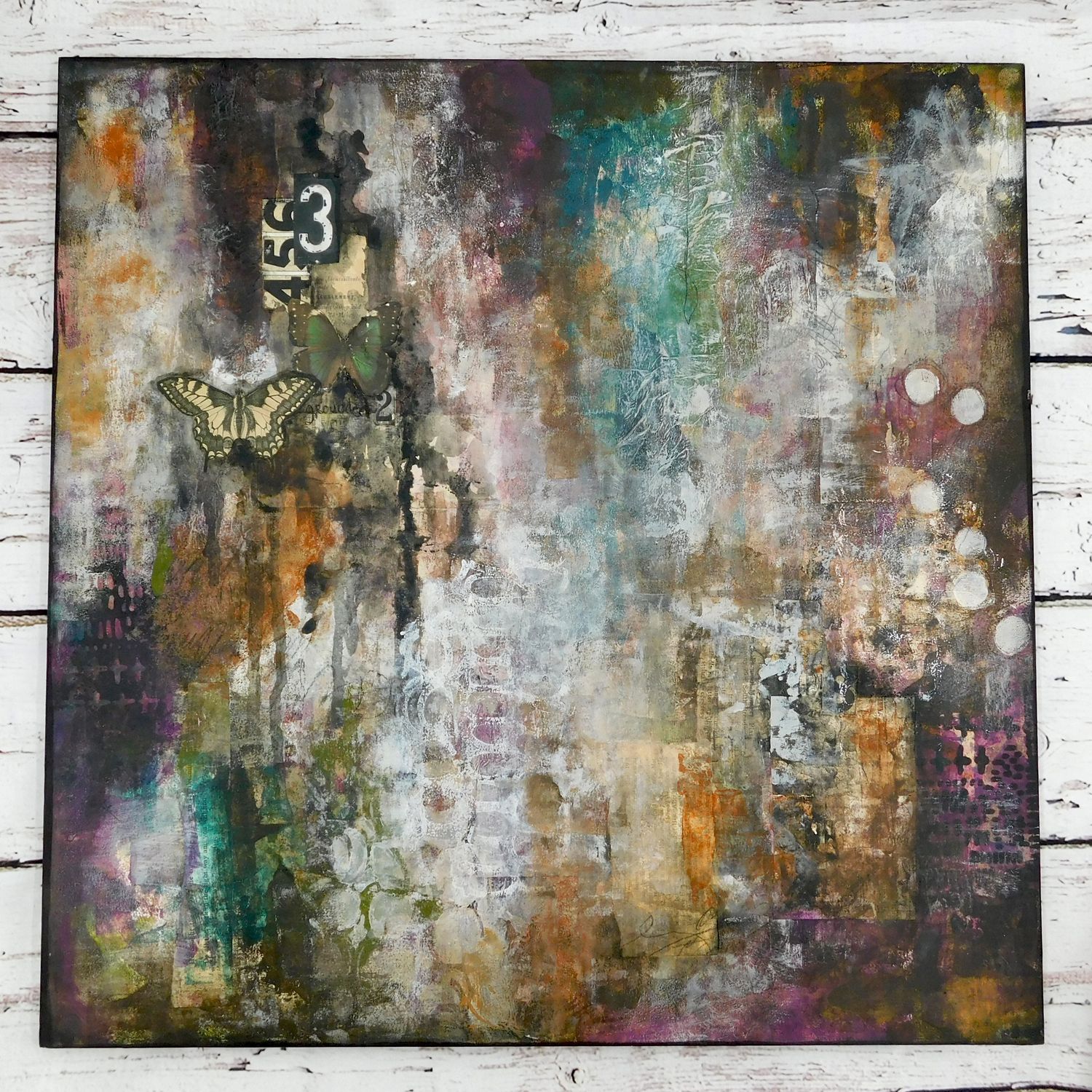 "Grounded" 24x24 mixed media original on birchwood