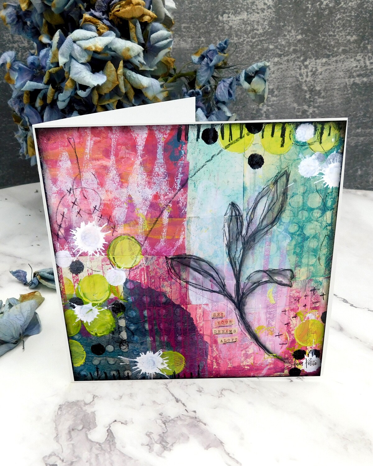 "Set your dreams aloft" 6x6 card