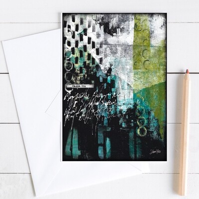 "Thank you" 5x7 green abstract card