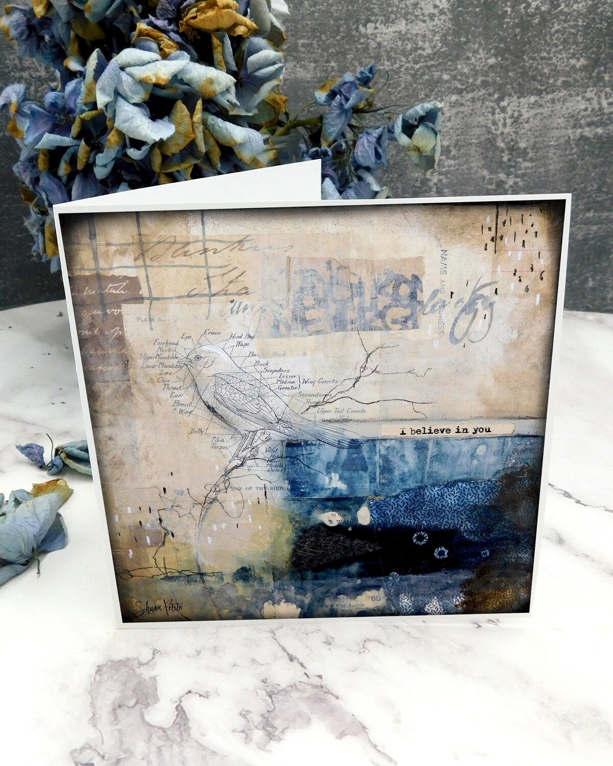 "I believe in you" 6x6 bird card