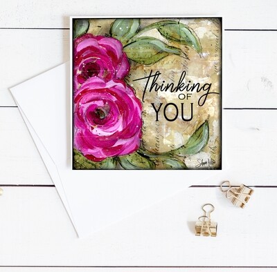 "Thinking of you" flower 6x6 card