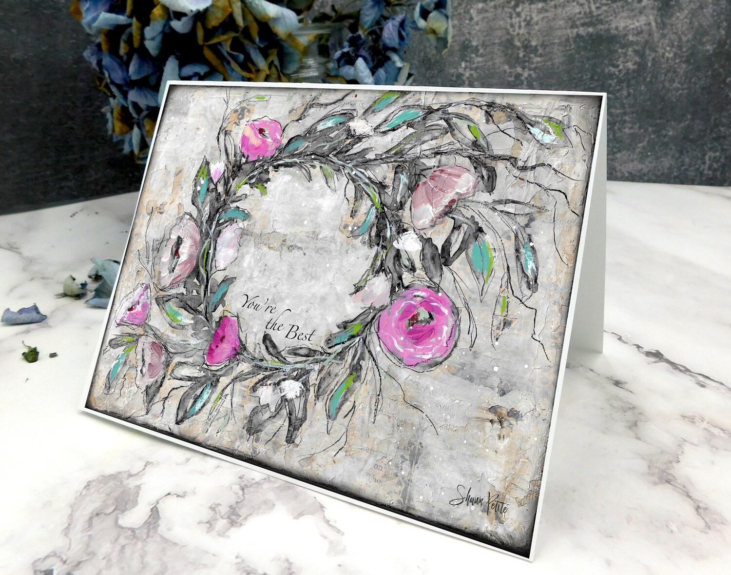 "You're the best" wreath 7x5 card