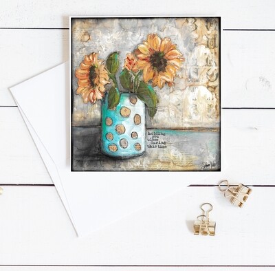 "Holding you close" 6x6 sunflower card