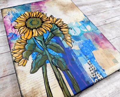 "Growing in the light" sunflower 11x14 mixed media original