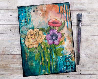 "Follow your inspirations" 9x10 mixed media original