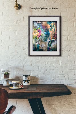 "Small Acts of Bravery", grungy floral, Print to be Framed