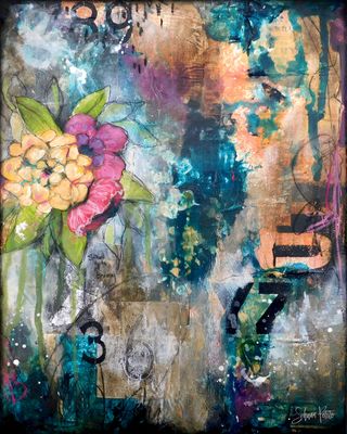 "Small Acts of Bravery", grungy floral, Print to be Framed