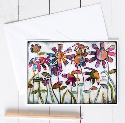 "Thank you for your kindness" flowers 7x5 card
