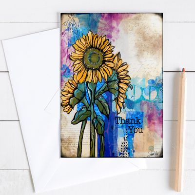 "Thank you" 5x7 sunflower card