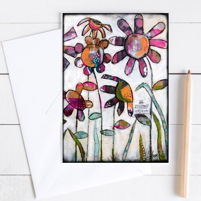 "Let yourself explore" 5x7 card