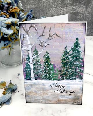 "Happy Holidays" white tree 5x7 card