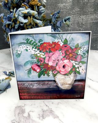 "Happy Holidays" floral 6x6 card