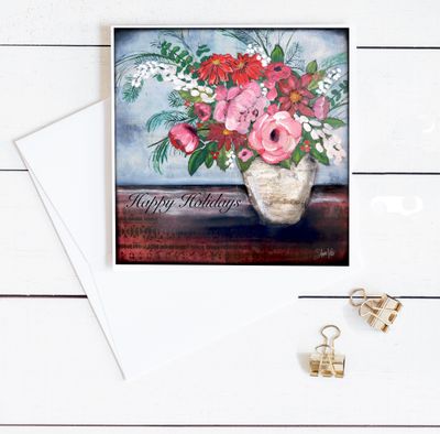 "Happy Holidays" floral 6x6 card