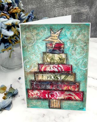 "Love, Peace, and Joy" Christmas tree 5x7 card