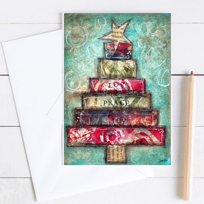 "Love, Peace, and Joy" Christmas tree 5x7 card