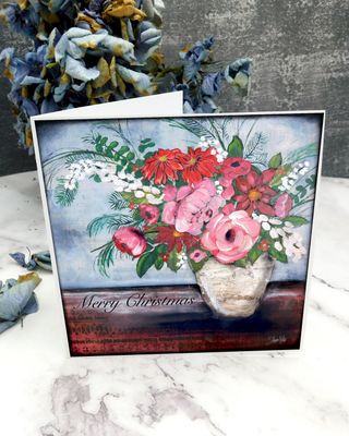 "Merry Christmas" floral 6x6 card