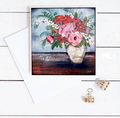 "Merry Christmas" floral 6x6 card