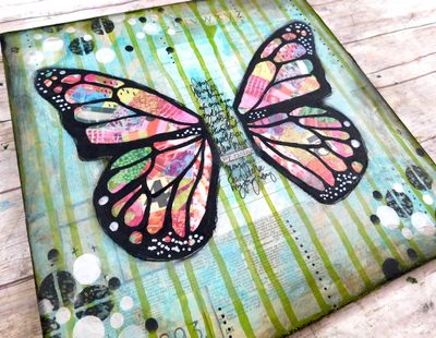 "Joy Rising" butterfly mixed media original 12x12