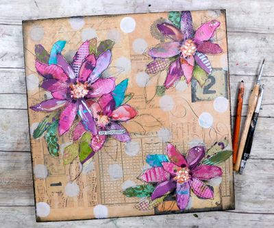 "Joy Blooming" mixed media original 12x12