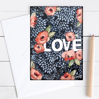 "Love" roses 5x7 card