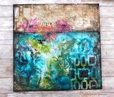 "Freedom" abstract mixed media 16x16 original canvas