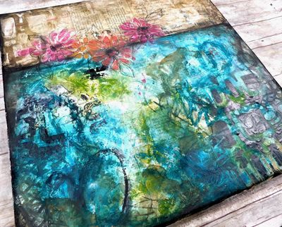 "Freedom" abstract mixed media 16x16 original canvas