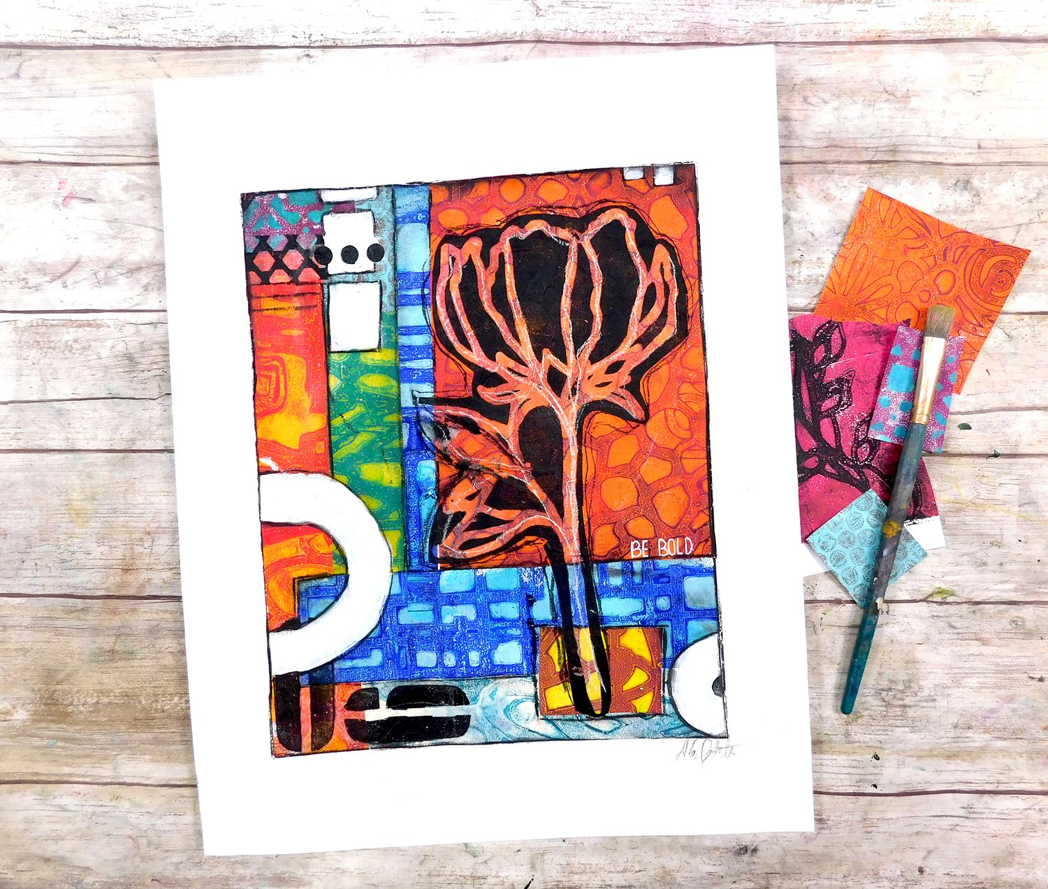 Mixed-media-portrait-flower-abstract-art-print