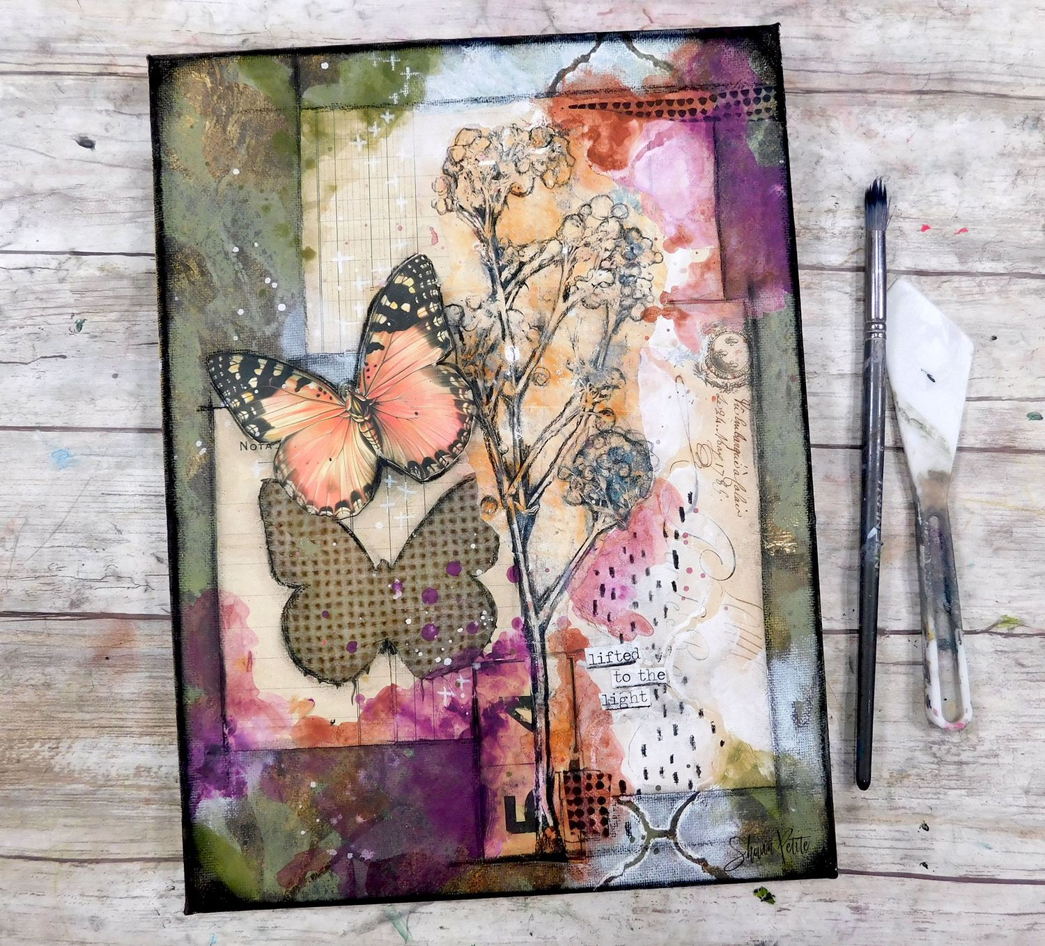"Lifted to the light" 9x12 mixed media original canvas