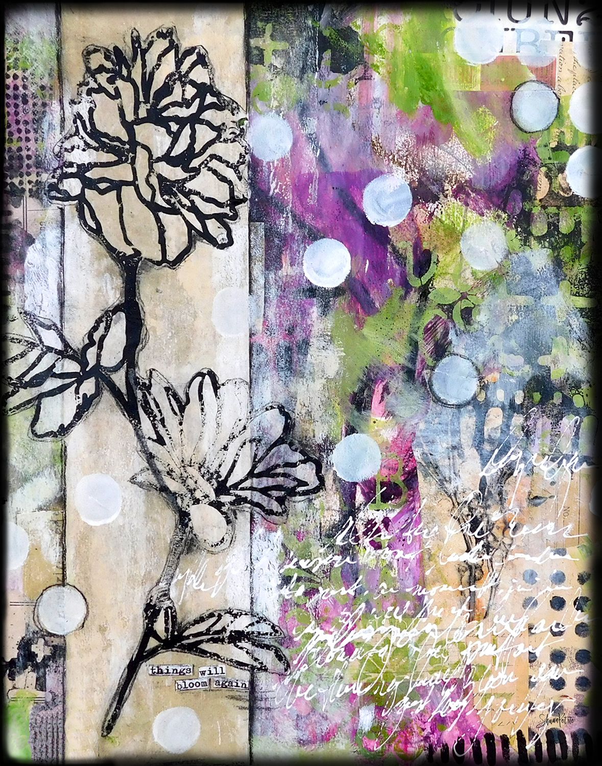 "Things will bloom again", abstract, Print to be Framed